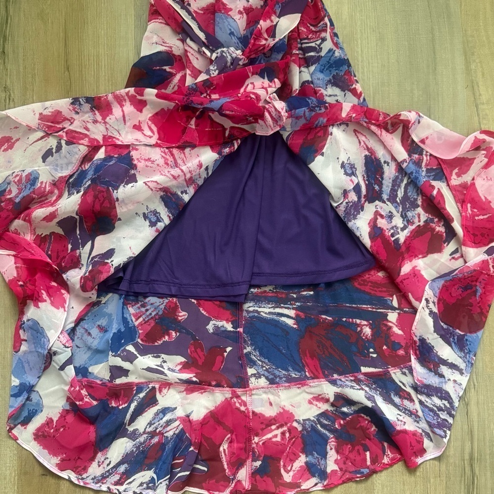 BNWT Christopher & Banks Pink Purple Tie Dye Chiffon Wrap Maxi Womenβs Dress - Picture 6 of 8